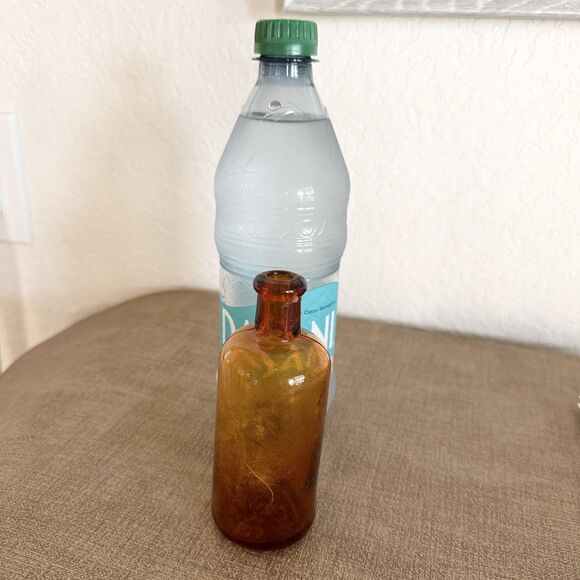 Vintage Amber Apothecary Glass Bottle 5" Tall - Picture 7 of 10